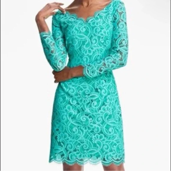 Lilly Pulitzer Meryl Lace Mini Dress in Poolside Blue - Picture 1 of 9